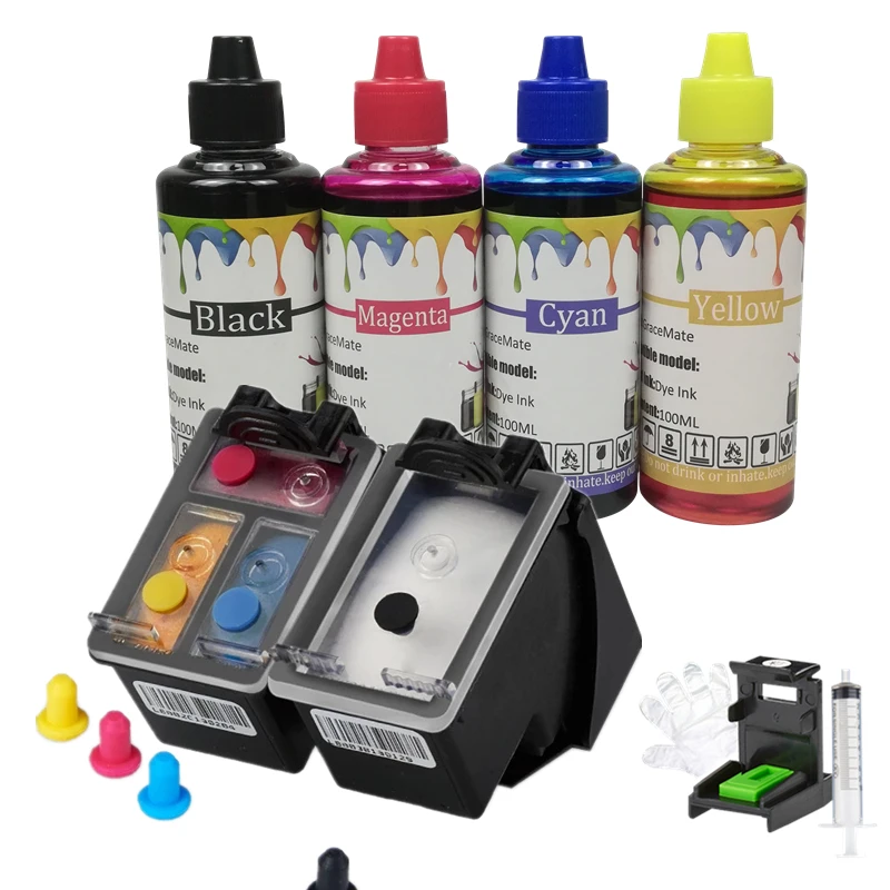 

662 Refillable Ink Cartridge + 4 Ink for HP Deskjet 1015 1515 1018 1518 2645 3545 2648 2515 2548 3548 4518 2648 4648 Printer
