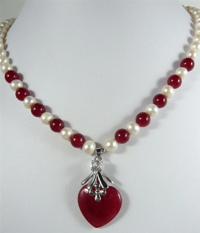 

Модные украшения, красивое ожерелье из пресноводного жемчуга и красного нефрита