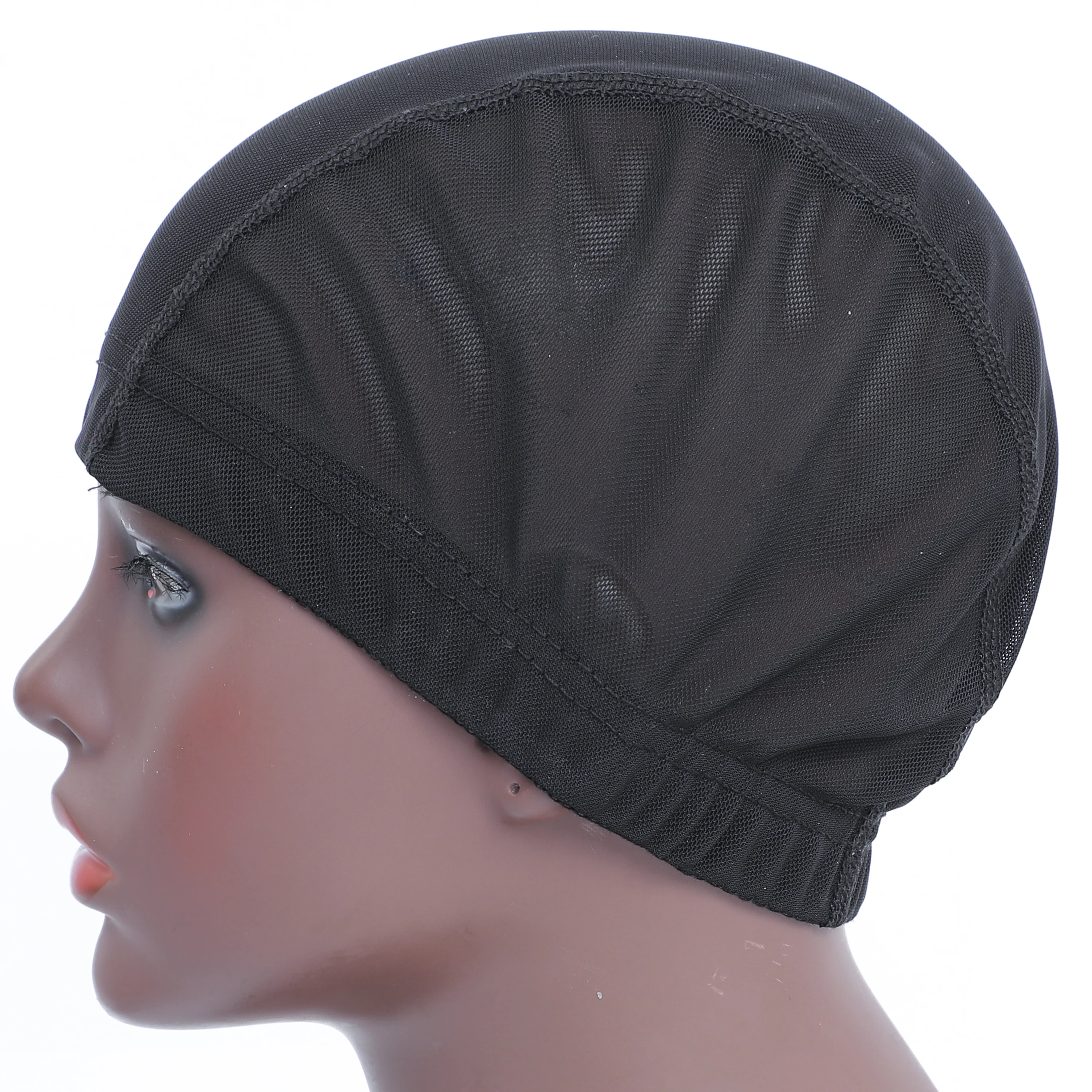 5 Pcs/lot High Quality Spandex Dome Cap For Wig Making Strech Glueless Hair Weave Net Elastic Mesh Dome Cap Pack Black