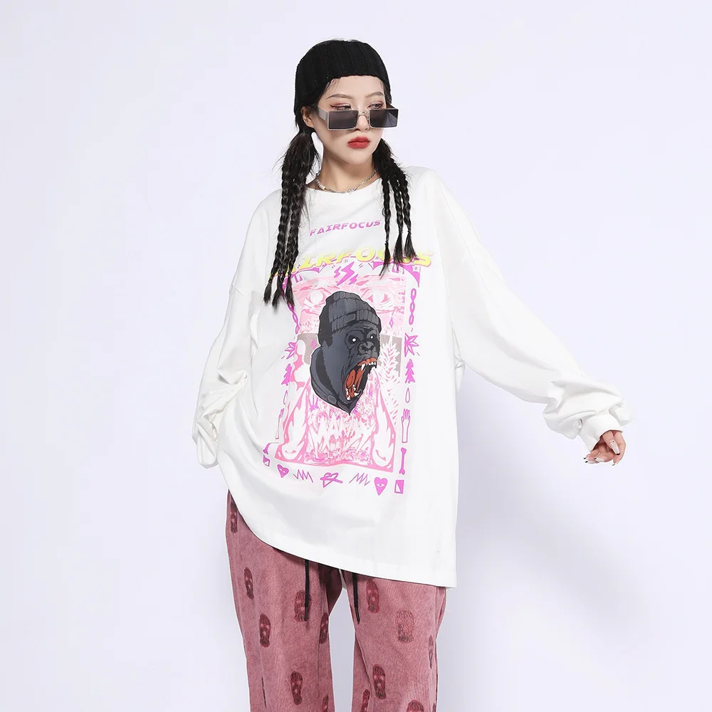 

Dark Icon Oversized Hipster T-shirt Women Streetwear Tshirts Black White Tee