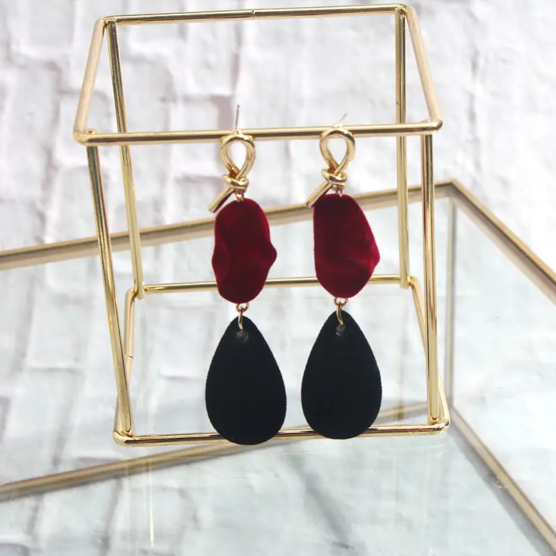 JJFOUCS 2020 модные вельветовые серьги в форме сердца для женщин красные черные