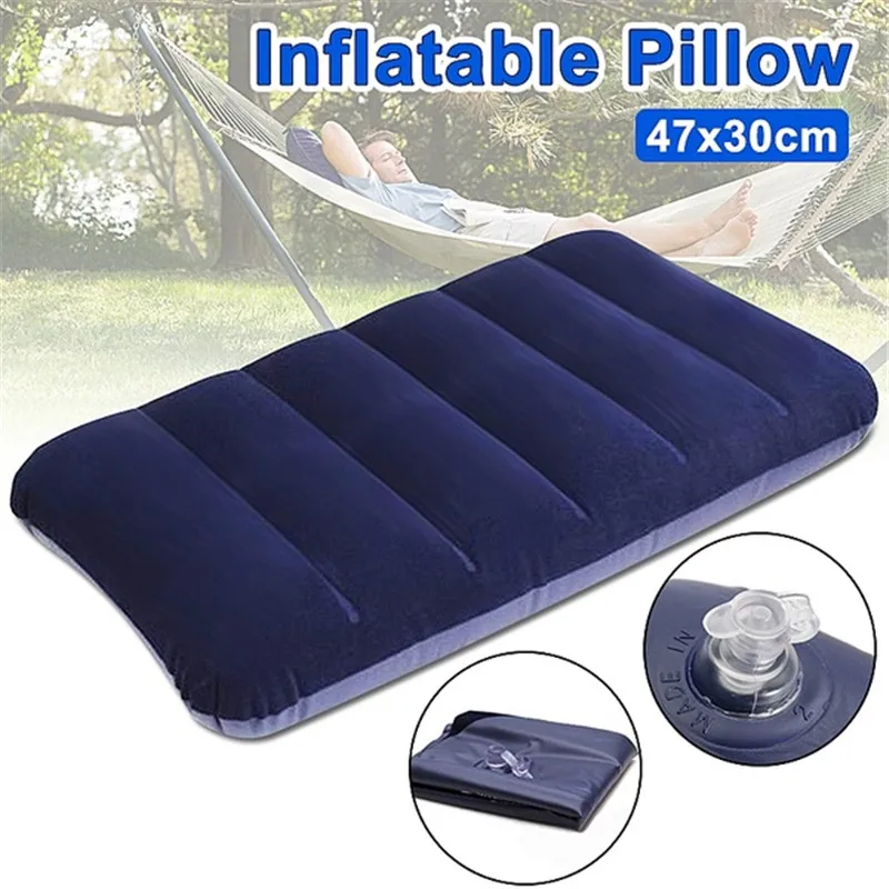 

Convenient Ultralight Inflatable Pillow PVC Nylon Air Pillow Sleep Travel Bedroom Hiking Beach Car Plane Head Rest Support