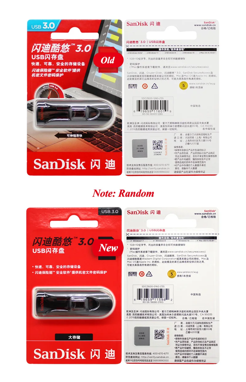 Подлинная SanDisk Cruzer Glide флеш-накопитель USB 3,0 16 ГБ 32 ГБ 64 ГБ USB флешка 128 ГБ 256 Гб карта памяти U диск