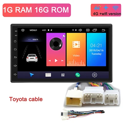 Toyota cable -4G Android 9,0 2 Din Автомобильный Радио Мультимедиа Видео плеер Универсальный Авто Стерео gps для мазида Лада Ниссан Хундай Киа тоята CR-V - Цвет: Toyota cable -4G
