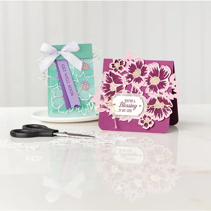 

Blooming Flowers Leaves Metal Cutting Dies&Coordinating Stamps For Scrapbooking Craft Die Cut Embossing Stencil Card Make