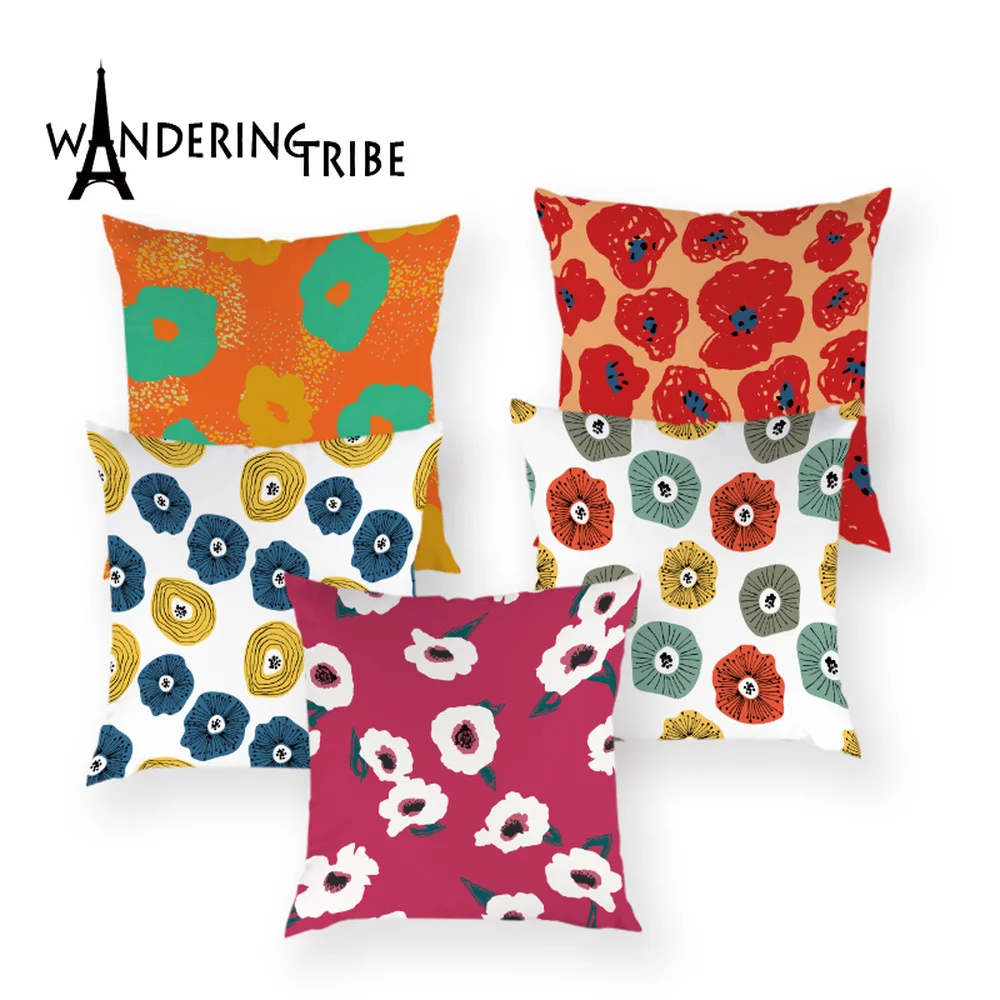 

Красочные элегантные цветочные декоративные наволочки для дивана, круглые декоративные наволочки для подушек, домашний декор, Kissenbezug