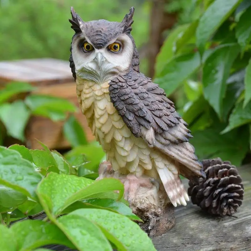 Милое украшение в виде большой Совы из смолы декоративное совы садовый орнамент