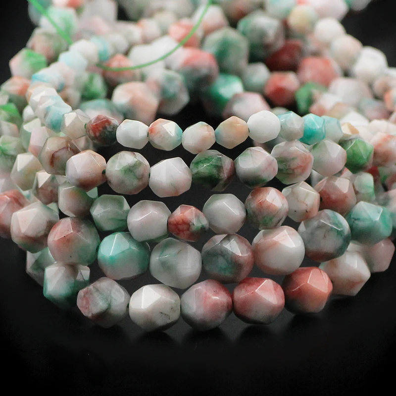 HGKLBB Natural Stone Big Faceted Flower Korea Jadee Spacers charm Loose beads for Jewelry making DIY bracelets Findings 6/8/10MM | Украшения