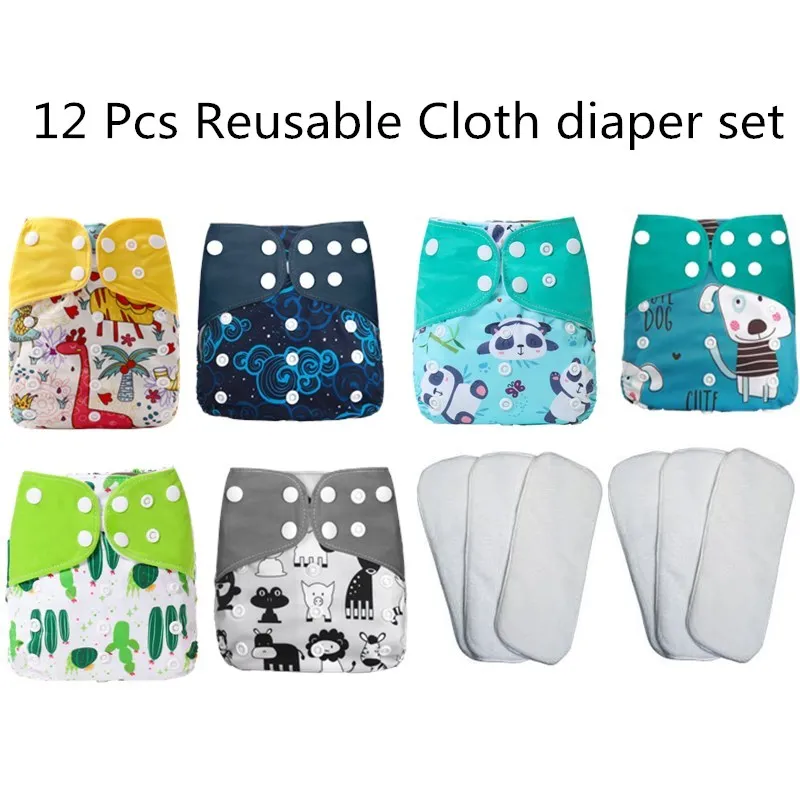 

Baby Diaper set Reusable Washable Cloth Diaper Cover Adjustable Eco-friendly Nappy 3-15kg baby