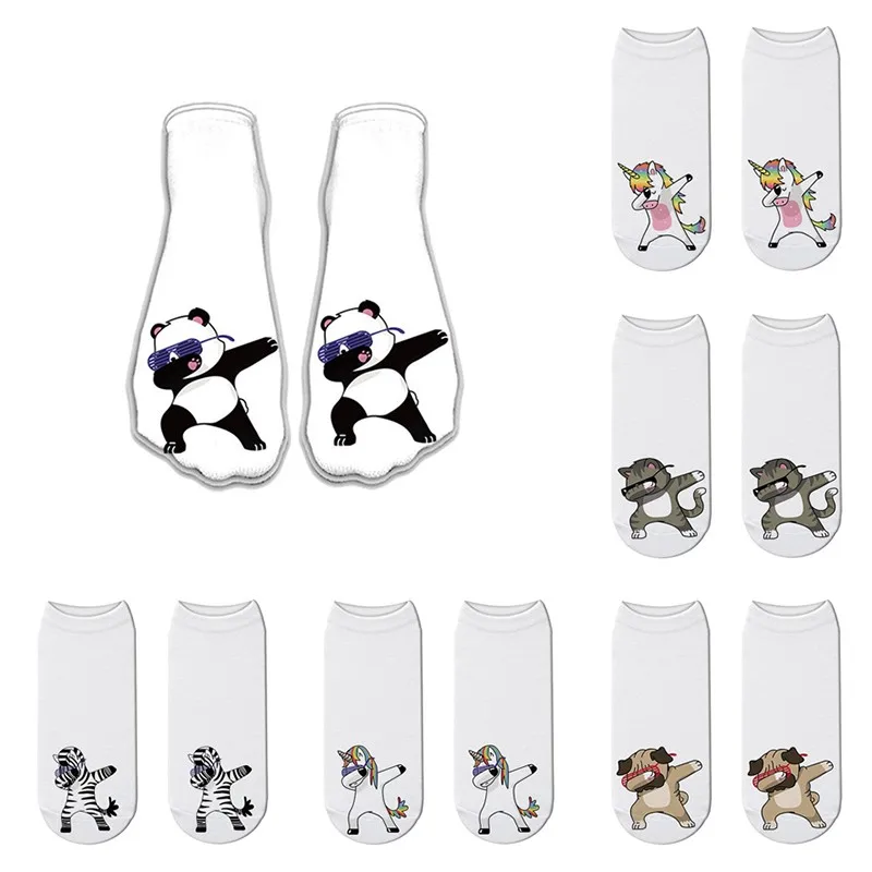 3D печать женские низкие носки до лодыжки модные хлопковые унисекс стильная