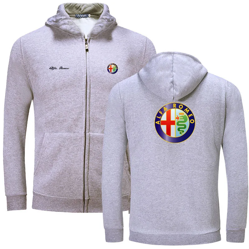 

2021 Winter men fleece warm Alfa Romeo zipper Hoodies hooded Sweatshirts zipper autumn cotton soprts sportwear