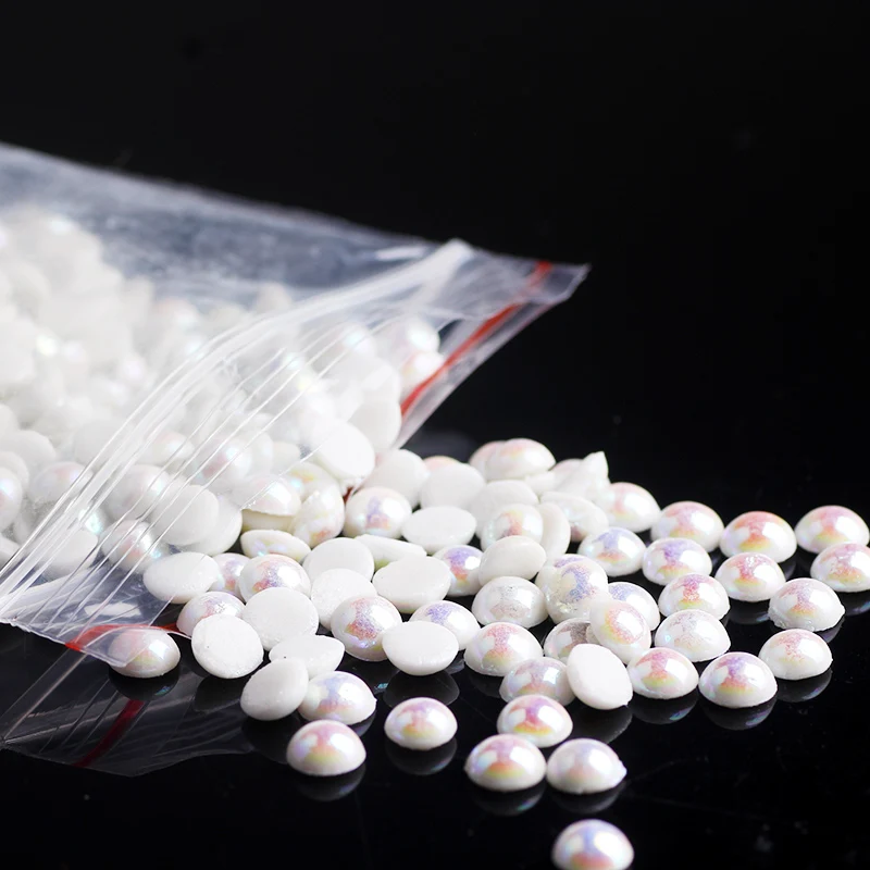 Праджня Нейл-арт стразы с прямой основой AB белым шариком и отделкой из горного