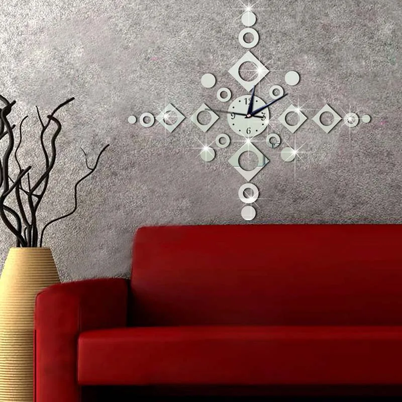 Настенные часы 3D DIY акриловые зеркальные наклейки для гостиной кварцевые иглы