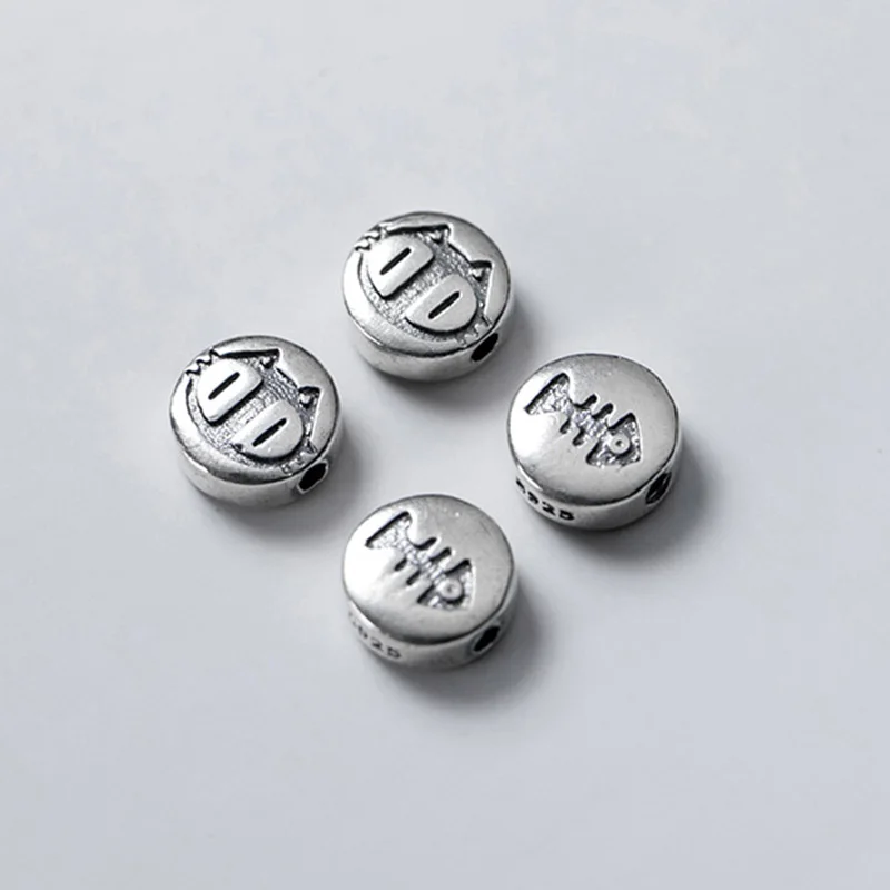 

Бусины из серебра 100% пробы, матовые, 925 пробы, с гравировкой по бокам