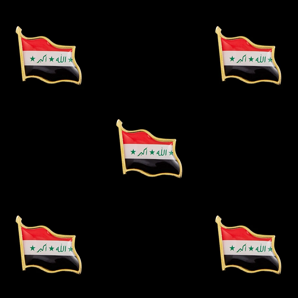 

5PCS Iraq National Flag Pin Brooches Patriotism Gold Plated Waving Clothing Accessories for Unisex Jewelry Gift