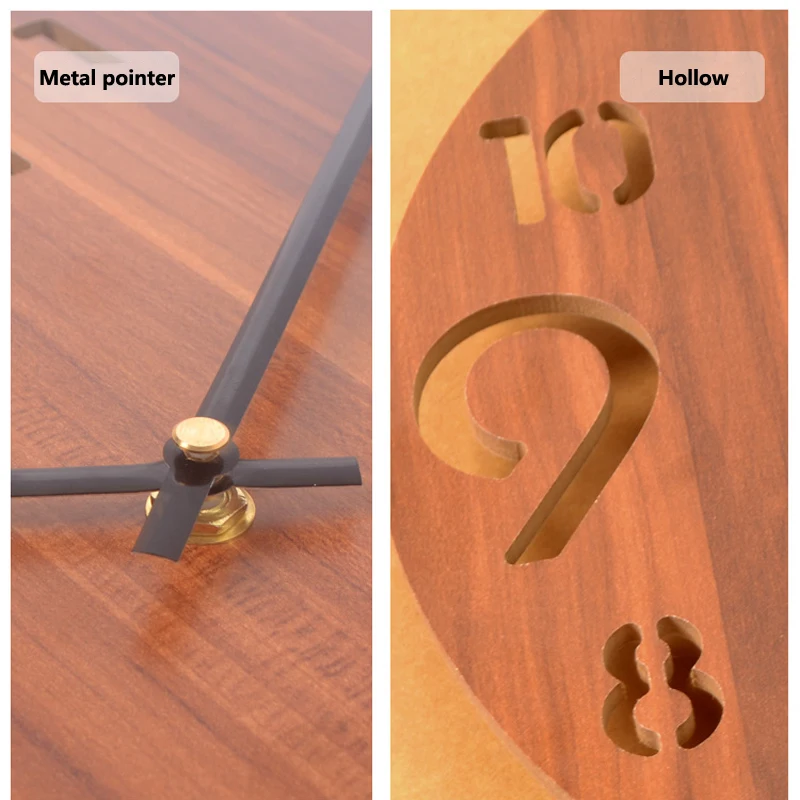 Wooden 3D Wall Clock Modern Design Nordic Brief Living Room Decoration Kitchen Art Hollow Watch Home Decor 12 inch | Дом и сад