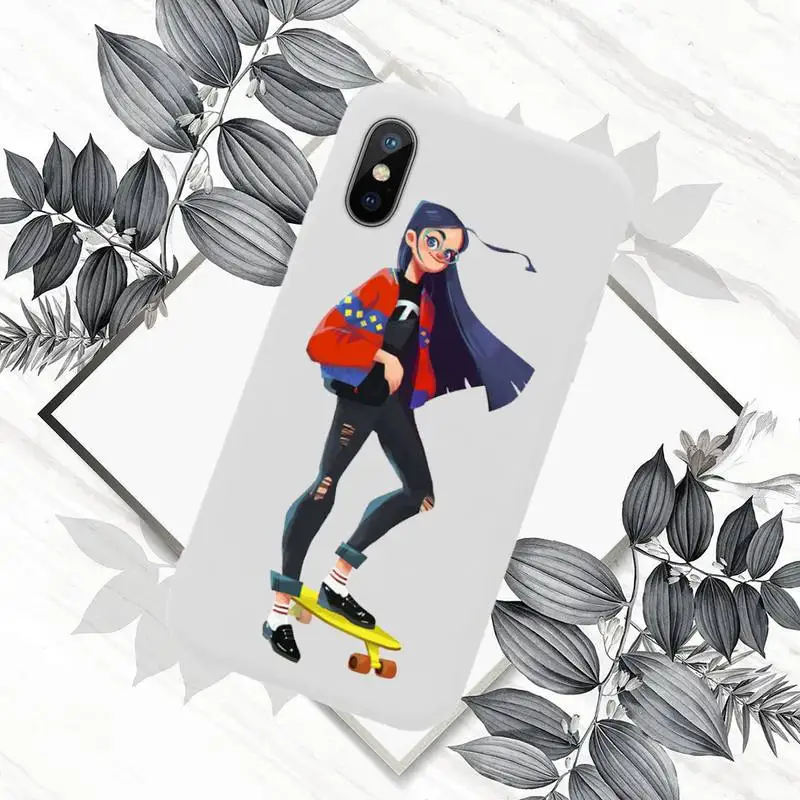 

Skateboard cartoon girl Phone Case White Candy Color for iPhone 11 12 mini pro XS MAX 8 7 6 6S Plus X SE 2020 XR
