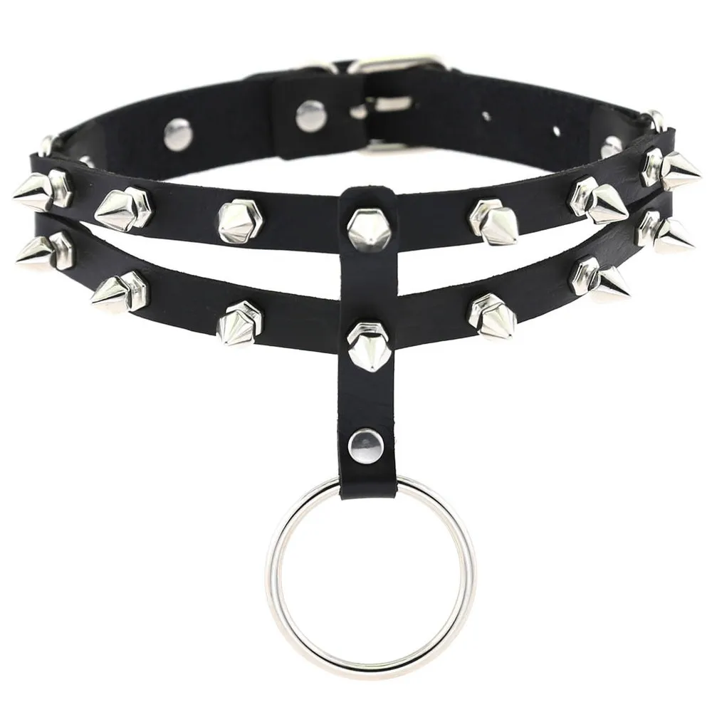 

ZIMNO Stainless Steel Spikes Choker Necklace Collar for Women Leather Chain Jewelry Punk Aesthetic Original Gothic Accessories