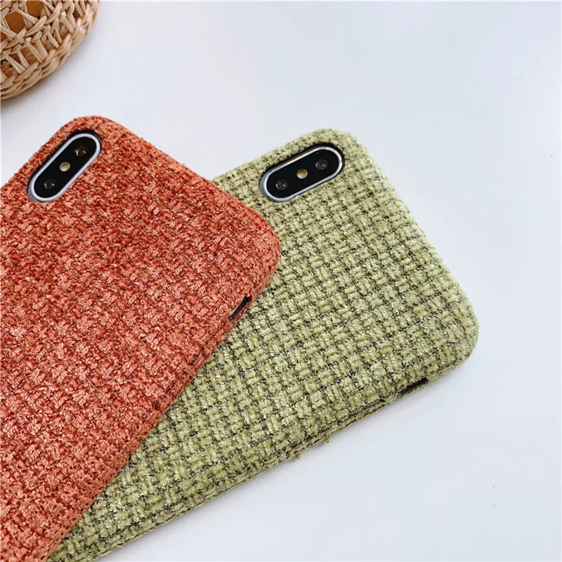 KJOEW теплый PU ткань фланель плед чехол для телефона iPhone 11 Pro X XR XS Max 7 6 8 Plus плюшевые