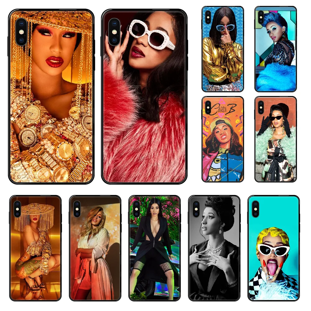 Чехол для телефона Rapper Cardi B CardiB iphone 4 4s 5 5S SE 5C 6 6S 7 8 plus X XS XR 11 PRO MAX 2020 черный 3D модные