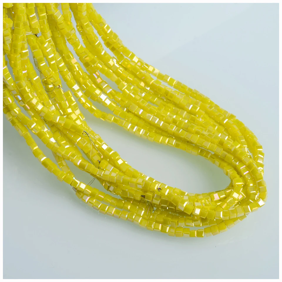 AB цветные кубические бусины 2 мм граненые стеклянные квадратной формы для ручной