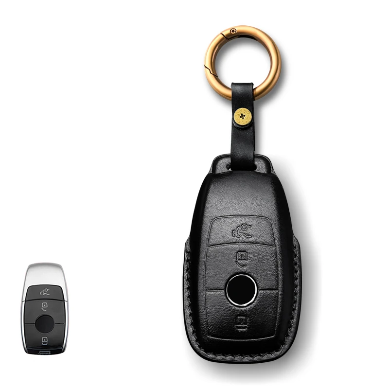 

Leather Car Key Case Cover Fob Keychain Protector Suit For Mercedes Benz Key Fob Cover Case E C Class W205 C200 C180 C260 W213