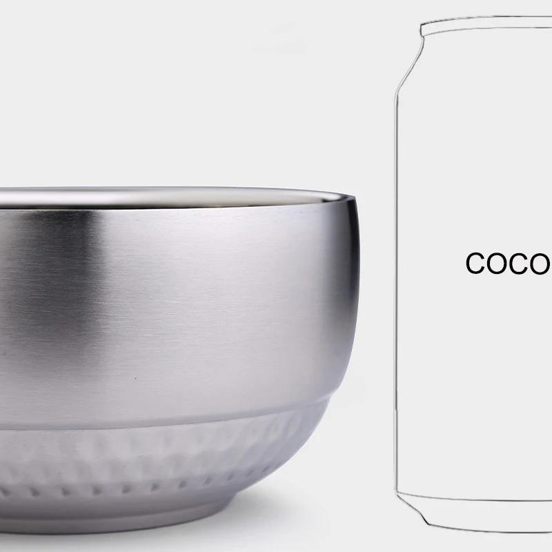 Чаша из нержавеющей стали 304 семейная углубляющая чаша для супа двухслойная с