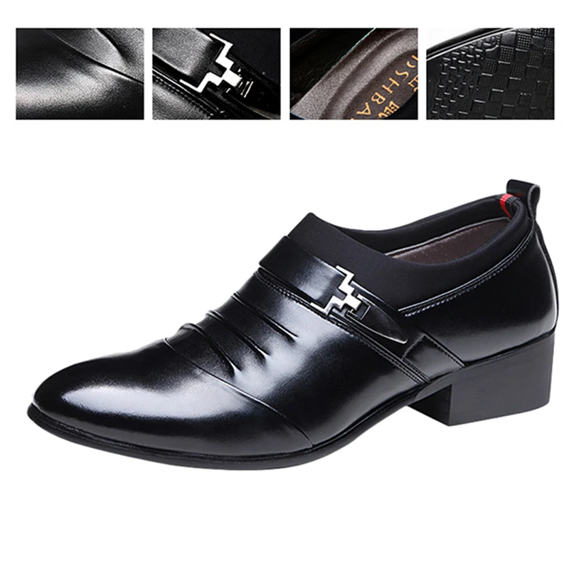 

Size 45 Fashion PU Leather Men Dress Shoes Pointed Toe Bullock Oxfords Shoes For Men Slip On Designer Luxury Men Shoes