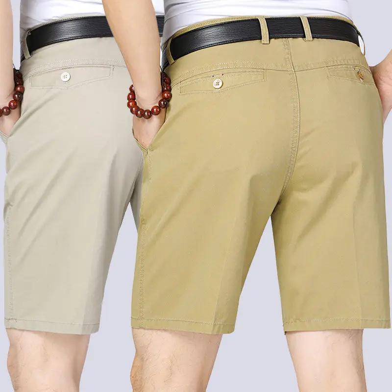 

100% Cotton Shorts Summer Thin Straight Loose Casual Men's Trousers High Waist Five-point Pants