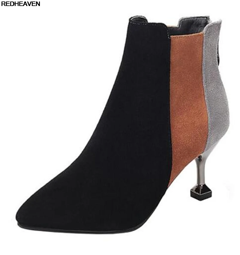 

Ботинки женские, на высоком каблуке, с острым носком, осень 2019