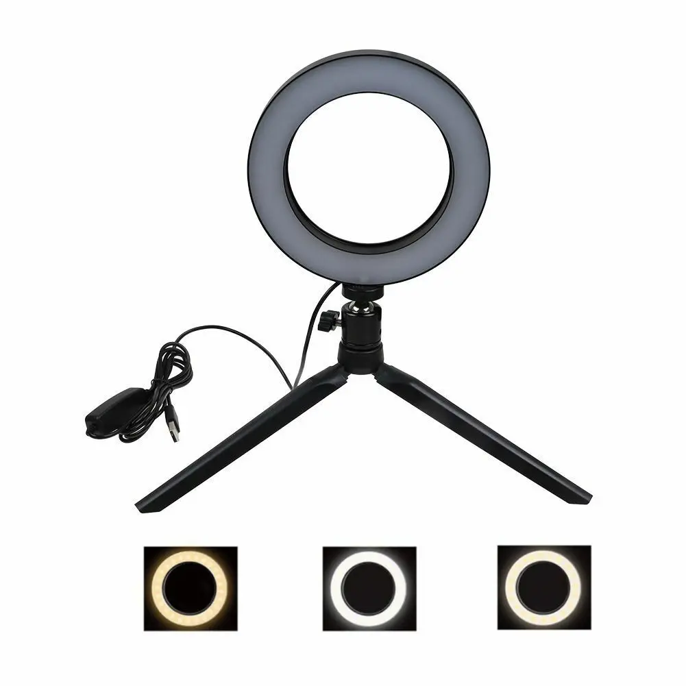 

LED Ring Light Dimmable Lamp Tripod Stand Selfie Camera Phone Holder Desktop Camera YouTube Video Makeup Studio Photography
