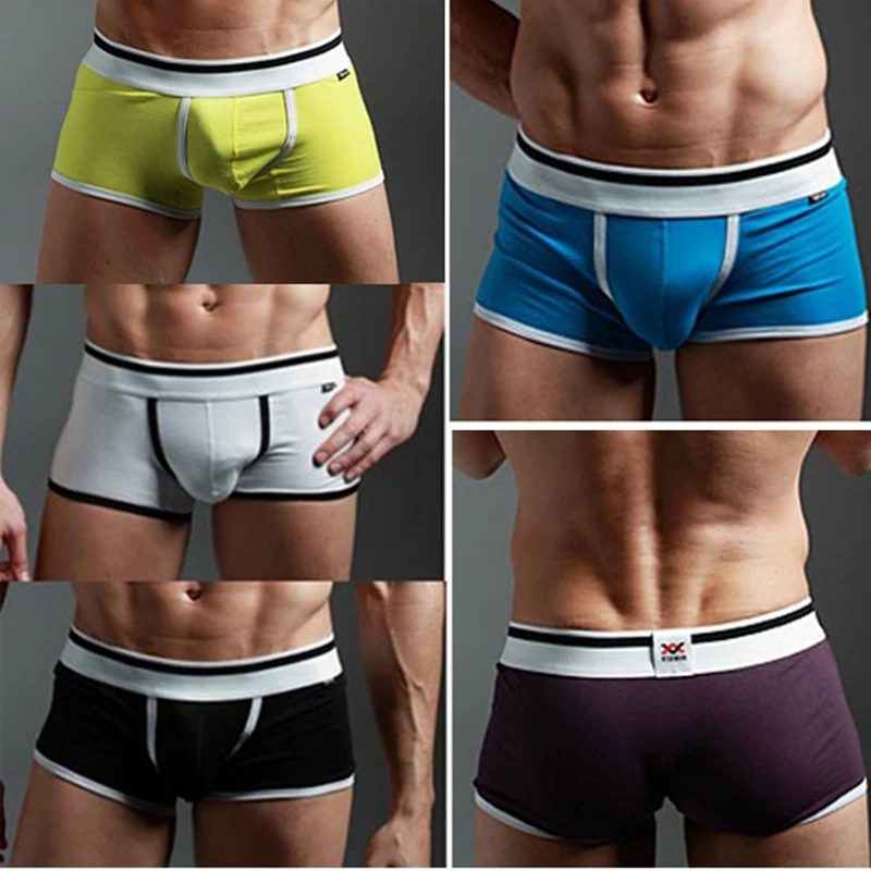 Мужские модные трусы боксеры дышащие с низкой талией нижнее белье из хлопка