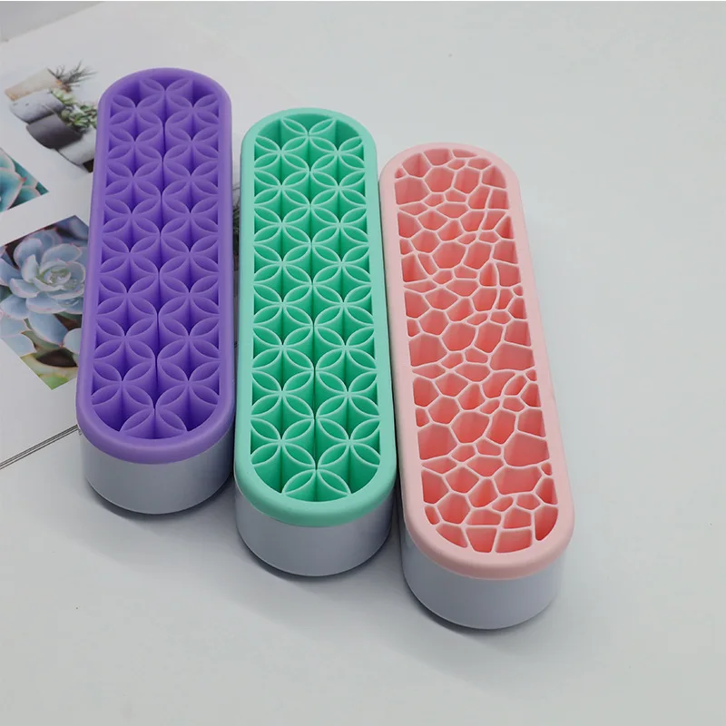 

Shelf Makeup Brush Holder Nail Pen Holder Display Stand Rack Brush Storage Case Silicone Organizer Drying Shelf For Makeup Brush