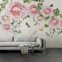 custom any size mural wallpaper hand painted 3d rose flower vine 3d fresco modern living room bedroom background wall home decor