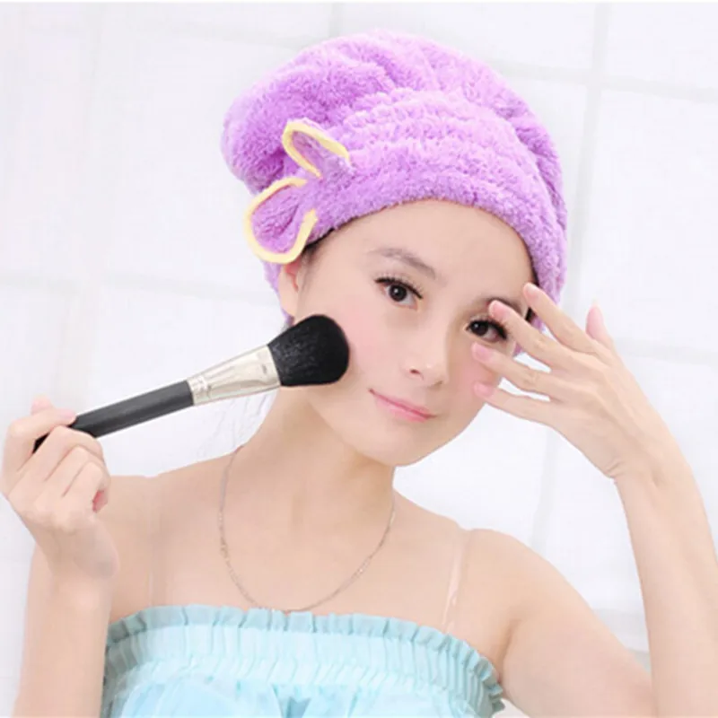 

5 Colors Quickly Dry Hair Hat Bathroom Hats Microfiber Bath Accessories Wrapped Towels