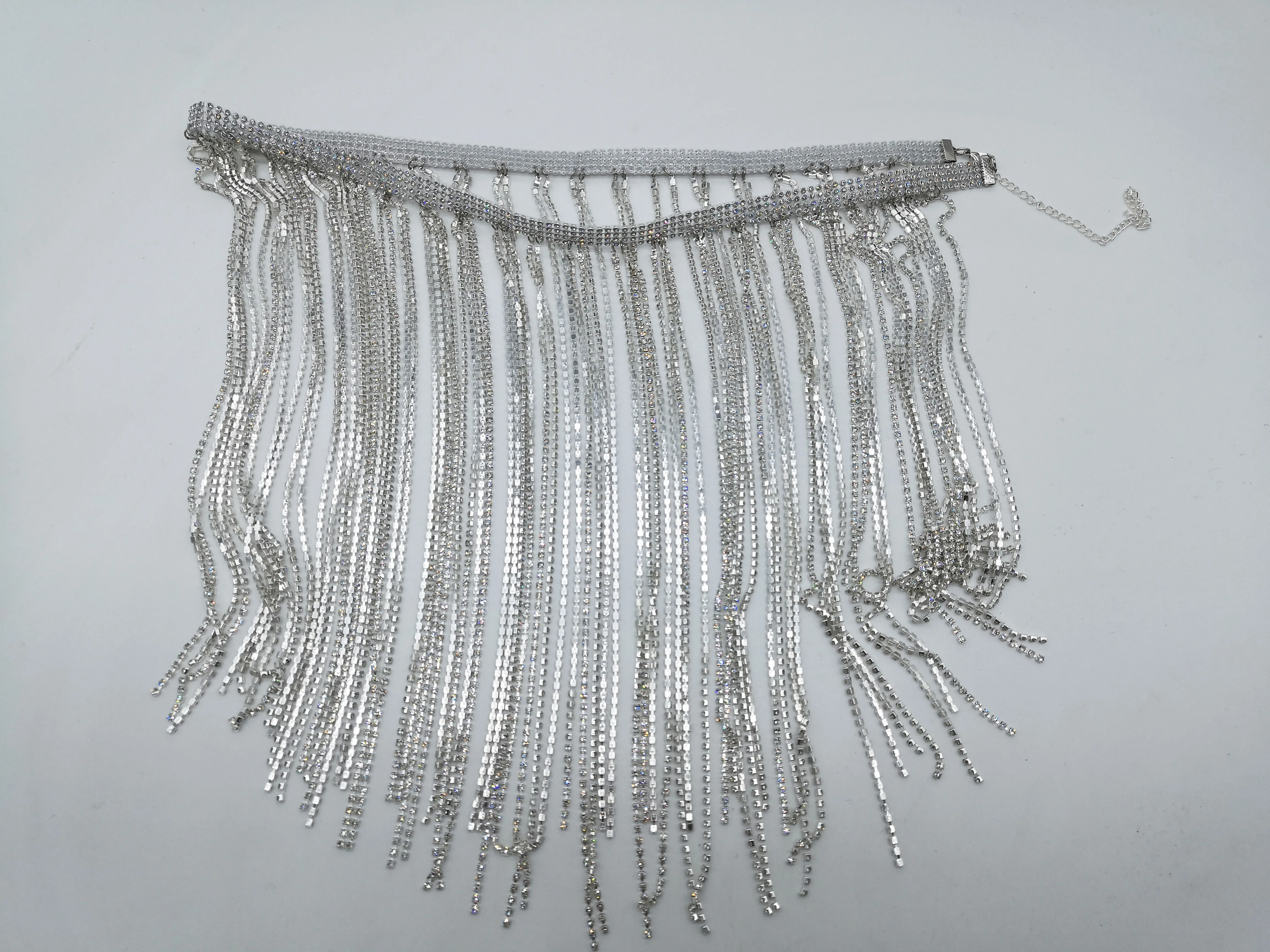 

2019 Silver Golden Rhinestone Crystal Waist Belts Women Wide Tassel Fringe Metal Skirt Belt Ladies Metal Corset Strap Body Chain