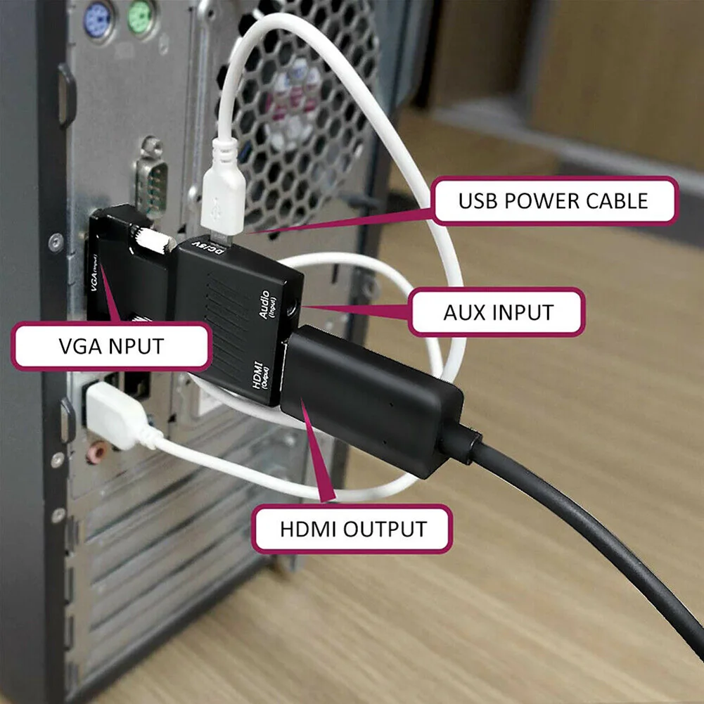 Конвертер VGA Male-HDMI Female с аудиоадаптером кабели 1080P для HD ТВ-монитора проектора