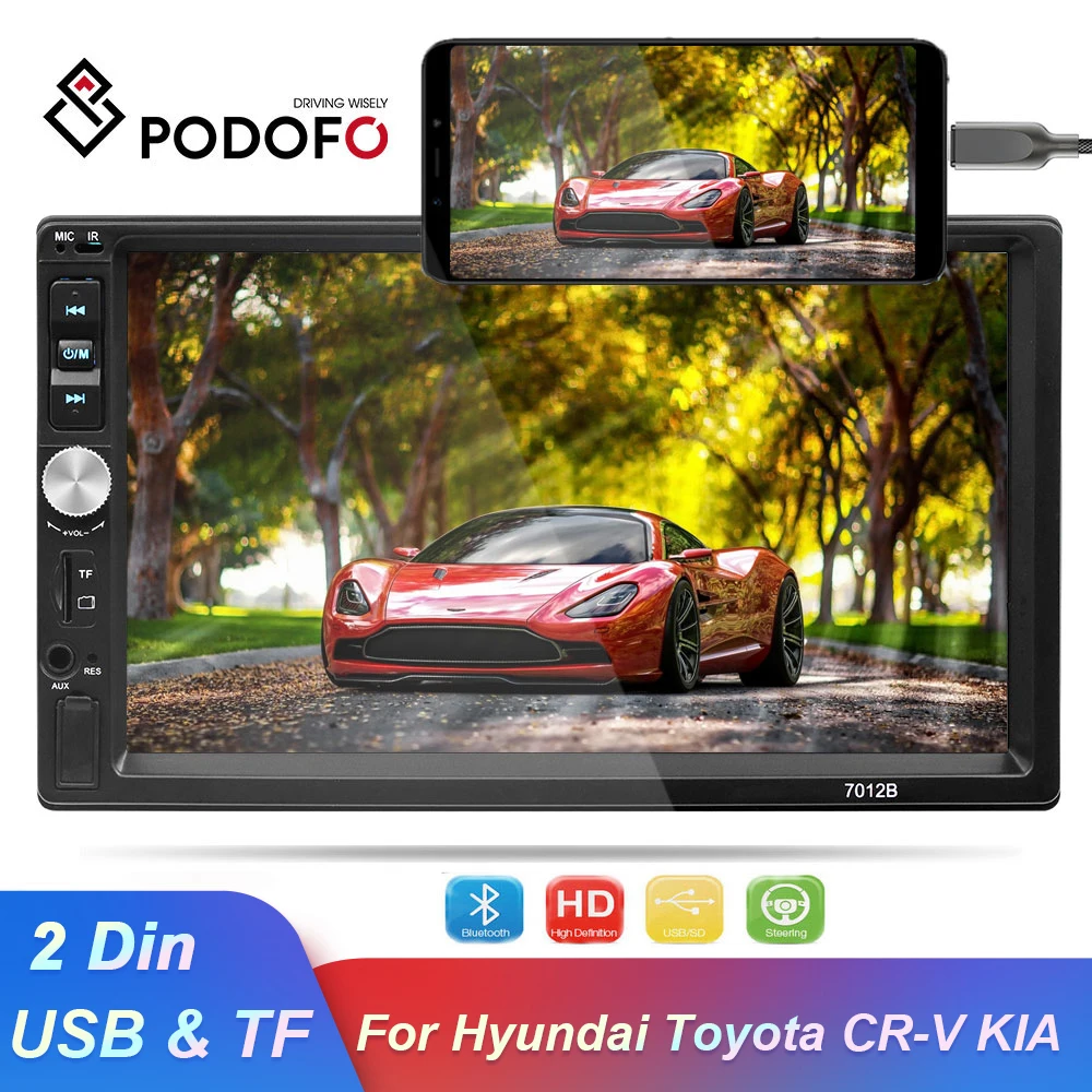 Автомобильный мультимедийный плеер Podofo 2 Din 7 &quotUSB TF FM Android IOS Mirror Link Video MP5 Player
