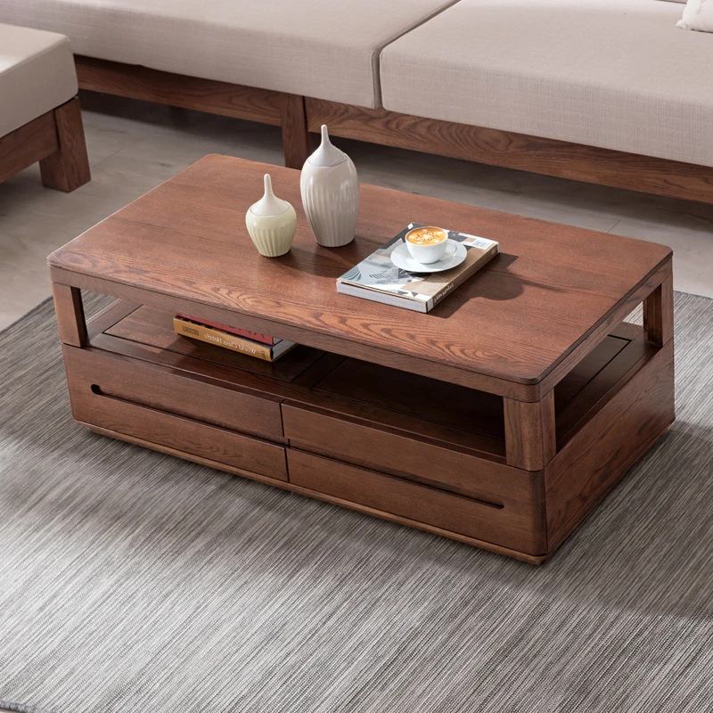 

Nordic contemporary and contracted white oak solid wood tea table the tea-table small family sitting room wood oil coffee table