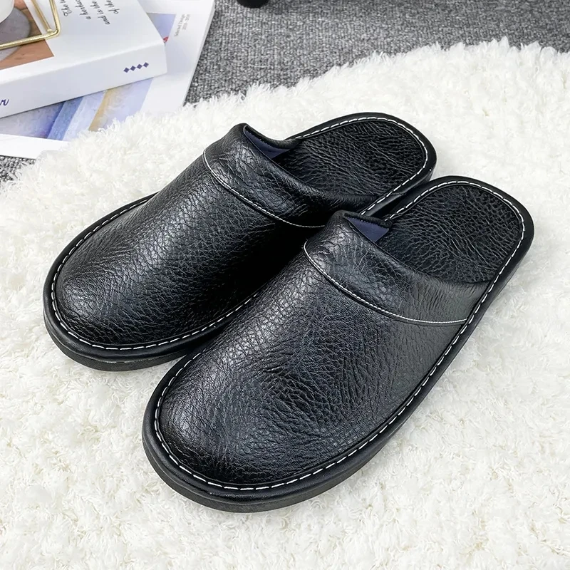 plus big size 47 48 unisex genuine leather slippers waterproof indoor house brand shoes men slippers 2022 new man women slippers free global shipping