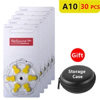 hearing aid batteries size 10 za resoundpack of 30yellow tab pr70 1 4v type a10 zinc air battery with storage box case