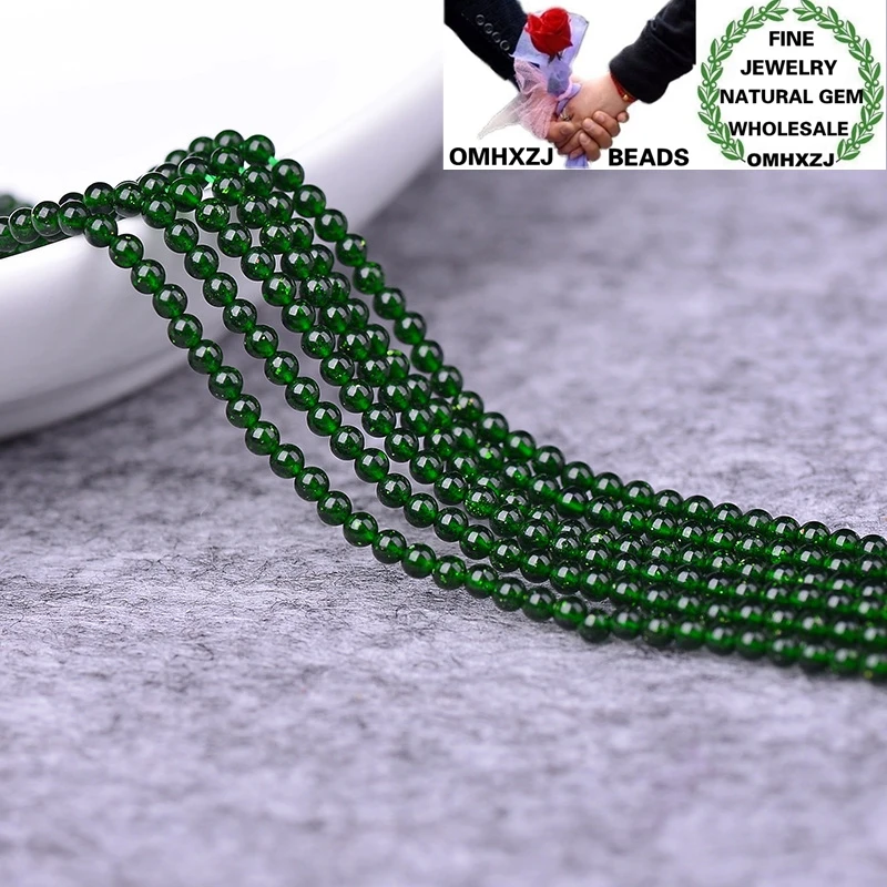 

OMHXZJ Wholesale ZB223 2 3mm DIY Bracelet Necklace Jewelry Accessories Findings Natural Stone Fine Green Sandstone Round Beads