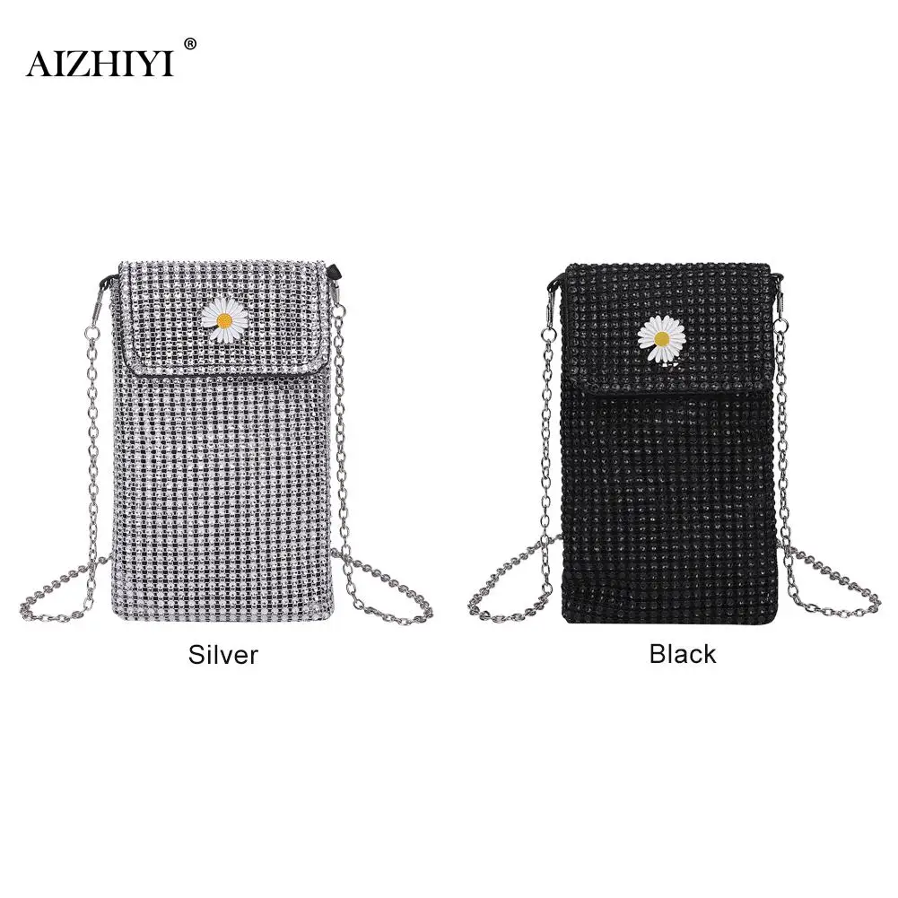 

Portable Rhinestones Handbags Classic Texture Creative Design Chic Women Chain Lady Elegant Small Shoulder Phone Bags