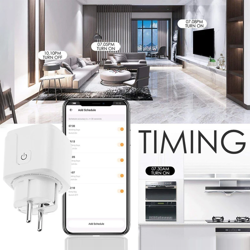 

WiFi Smart Socket Eu Specification 16A Plug Socket Tuya/smart Life APP Remote Control High Quality For Alexa Google Home