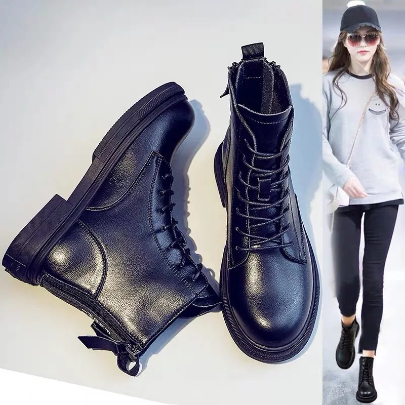 Женские ботильоны на молнии сзади ботинки в английском стиле из коровьей кожи