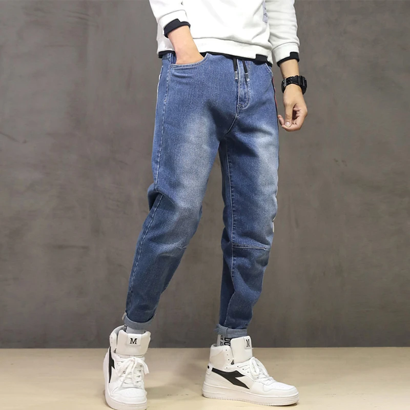 9XL 10XL Plus Size Summer High Quality Men's Baggy ripped solid Pants Cargo Male Casual Denim Fashion Mens Long Jeans Trousers