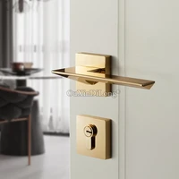 1set mute private room door lock handle geometric interior door handle for bathroom pull lock anti theft gate split lock gf361