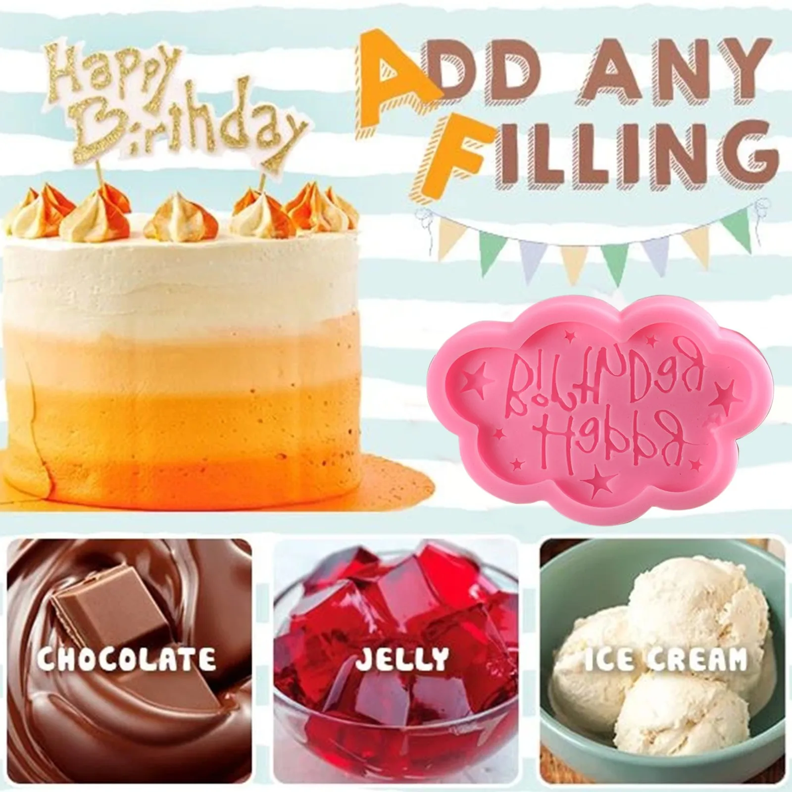 

Креативная форма для торта с надписью, форма для шоколада на день рождения, силиконовая форма для торта, силиконовые аксессуары для выпечки ...