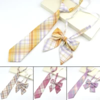 34 color college striped plaid tie set school professional uniform girl necktie cute waitress staff bowtie shirt accessories