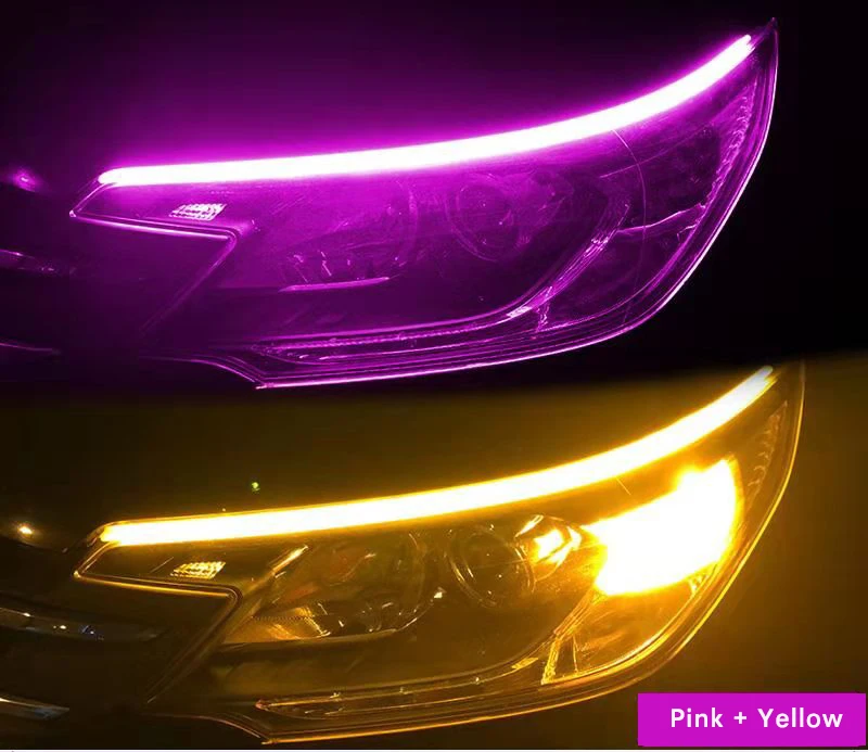 

2 шт. светодиодные DRL автомобильные дневные ходовые огни гибкие водонепроницаемые полосы авто фары белый указатель поворота стоп-сигналы 12 В